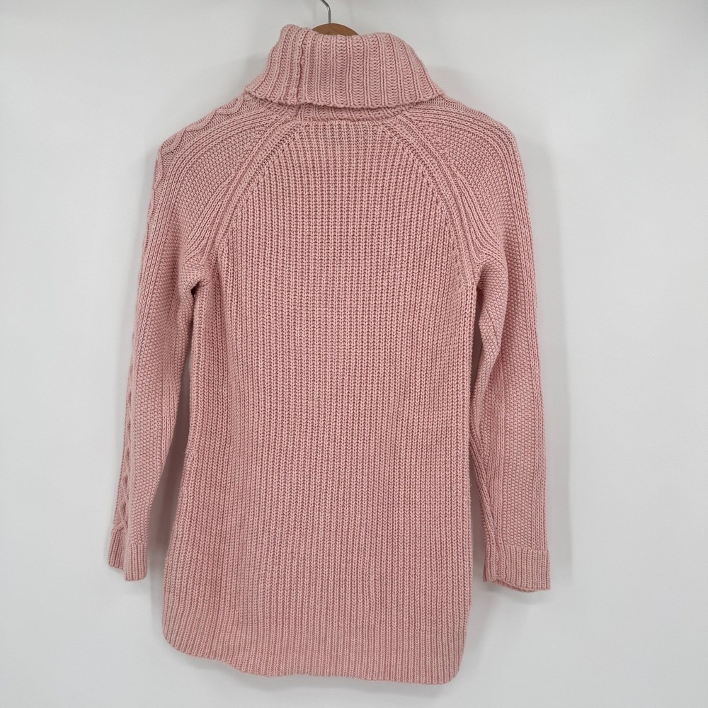 Talbots Petites Light Pink Cable Knit Turtleneck Sweater High-Low Hem Women's SP - Picture 6 of 10